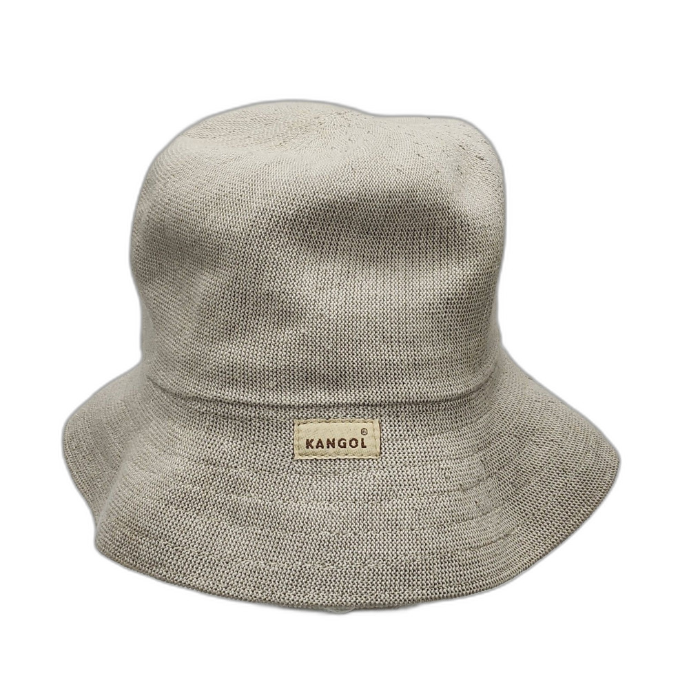Kangol Cotton Crusher Bucket Hat Beige Tan Knit Made in Great Britain Men's